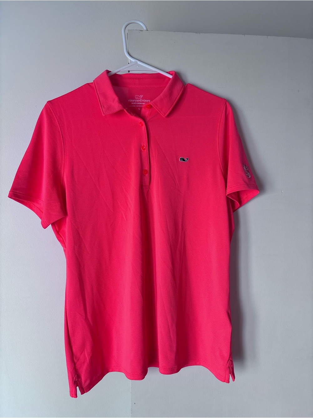 Vineyard Vines Performance Neon orange Polo Shirt with Whale Logo